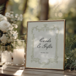 Sage Green Ornate Frame Wedding Cards & Gifts Poster