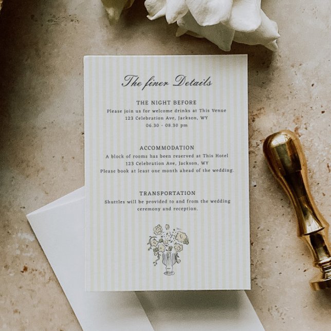 Sage Green Ornate Frame Wedding Details  Enclosure Card (Creator Uploaded)