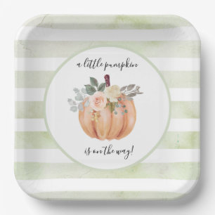 Sage Green Our Little Pumpkin is On The Way Paper  Plate