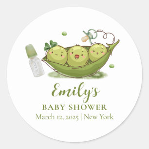 Sage Green Pacifier Sweet Pea In Pod Baby Shower Classic Round Sticker