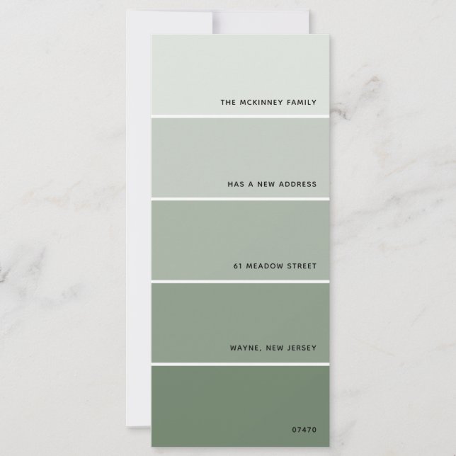 Sage Green Paint Swatch New Address Announcement (Front)