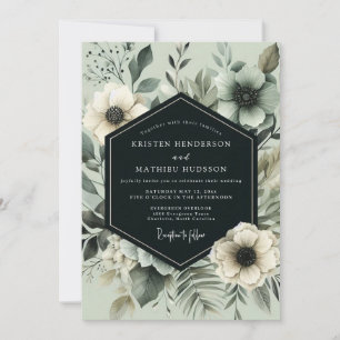 Sage Green Painterly Blossom Wedding Invitation