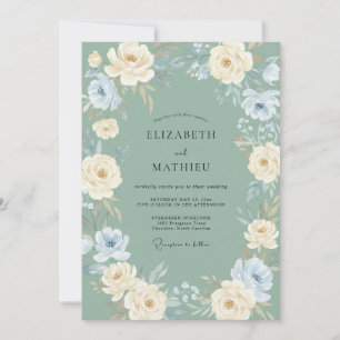 Sage Green Painterly Winter Wedding Invitation