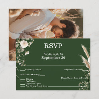 Sage Green & Pampas Boho RSVP Invitation