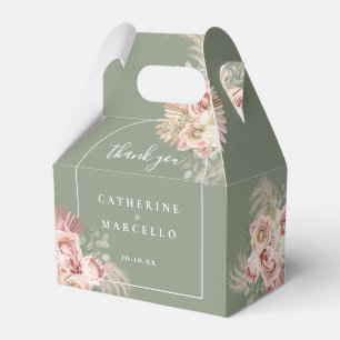 Sage Green Pampas Grass Floral Arch Wedding Favour Box