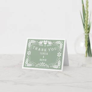 Sage green papel picado wedding Thank You photo Card