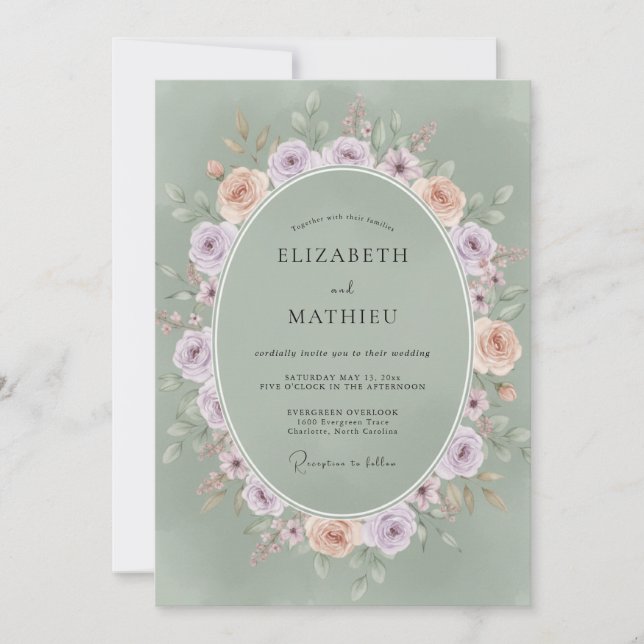 Sage Green Pastoral Meadow Wedding Invitation (Front)