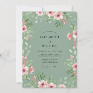 Sage Green Pastoral Spring Wedding Invitation