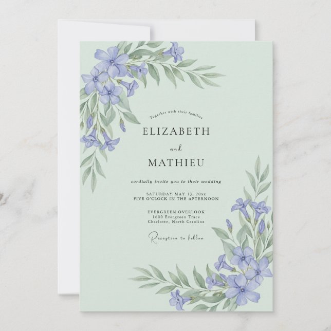 Sage Green Peaceful Botanical Wedding Invitation (Front)