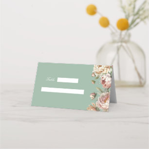 Sage Green Peony Garden Wedding Place Card