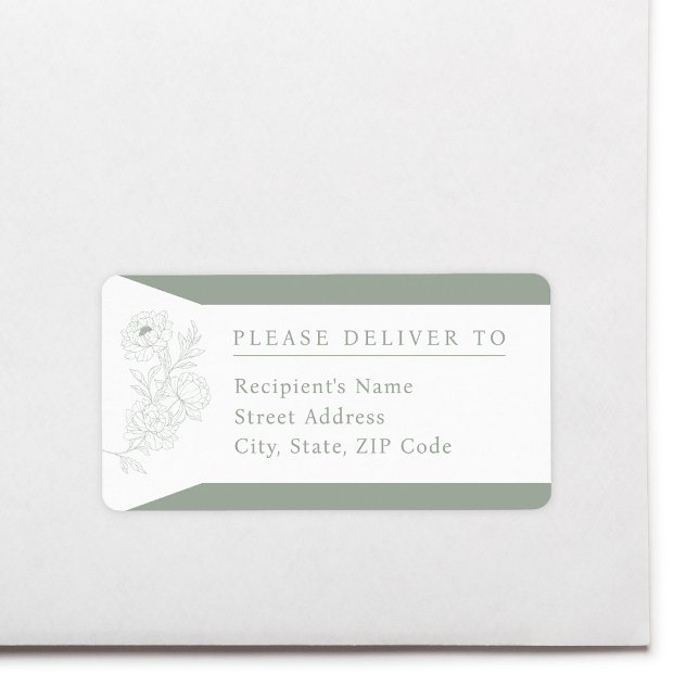 Sage Green Peony Wedding Return Address Label (Creator Uploaded)