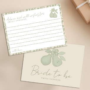 Sage Green Perfect Pear Bridal Shower Advice Cards