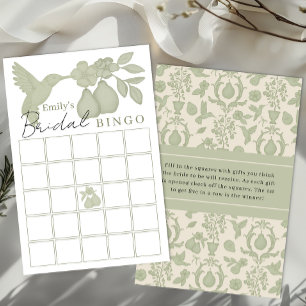 Sage Green Perfect Pear Bridal Shower Bingo Game