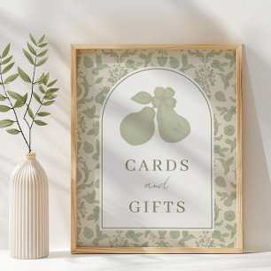 Sage Green Perfect Pear Bridal Shower Cards & Gift Poster