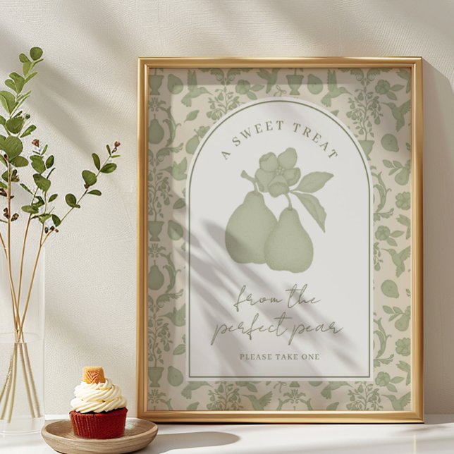 Sage Green Perfect Pear Bridal Shower Favour Sign (Sweet Treat Party Sign)