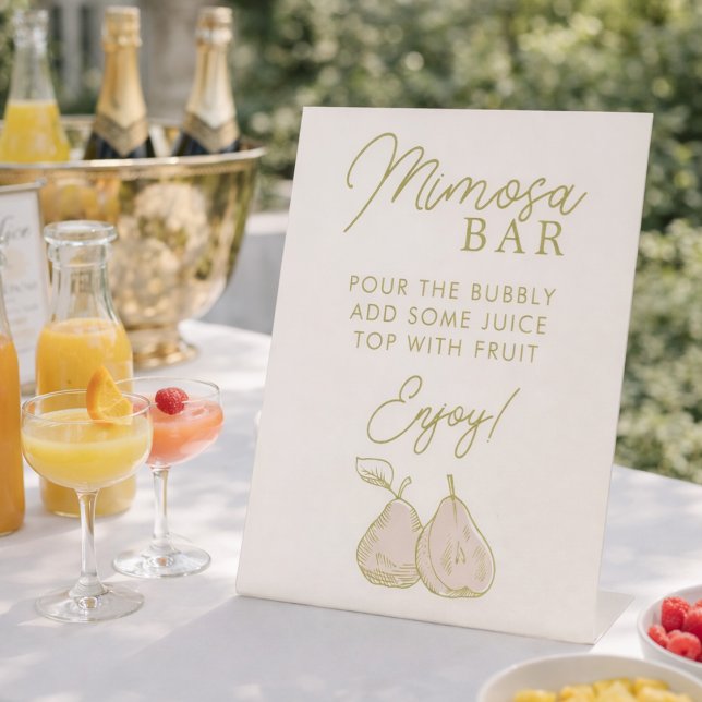Sage Green Perfect Pear Bridal Shower Mimosa Bar Pedestal Sign (Creator Uploaded)