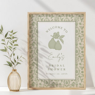 Sage Green Perfect Pear Bridal Shower Poster Sign