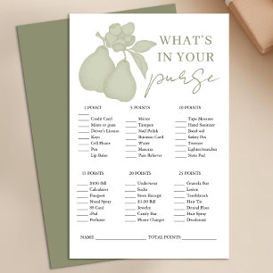 Sage Green Perfect Pear Bridal Shower Purse Game