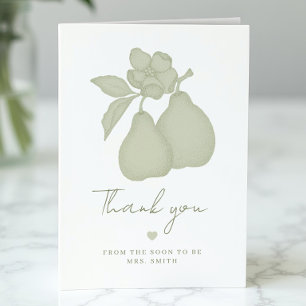 Sage Green Perfect Pear Bridal Shower  Thank You Card