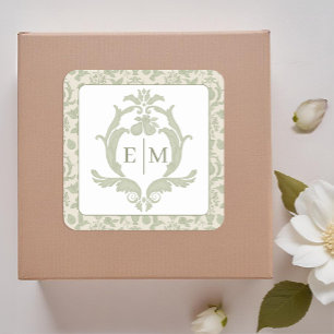 Sage Green Perfect Pear Monogram Wedding Sticker