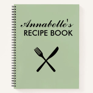 Sage Green Personal Family Recipe Cookbook Notebook