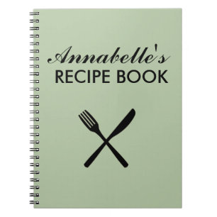 Sage Green Personal Family Recipe Cookbook  Notebook