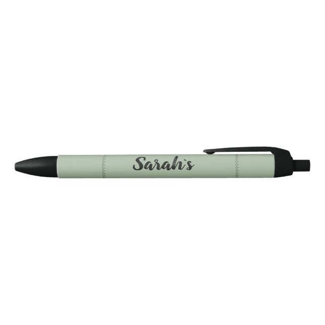 Sage Green Personalised Black Ink Pen (Top)