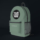 Sage Green | Personalised Corporate Logo and Text Printed Backpack<br><div class="desc">Organic Ecofriendly Sage Green colour | Personalised Corporate Logo and Text Modern Business Printed Backpack</div>