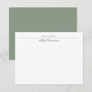 Sage Green Personalised From the Desk Of Card