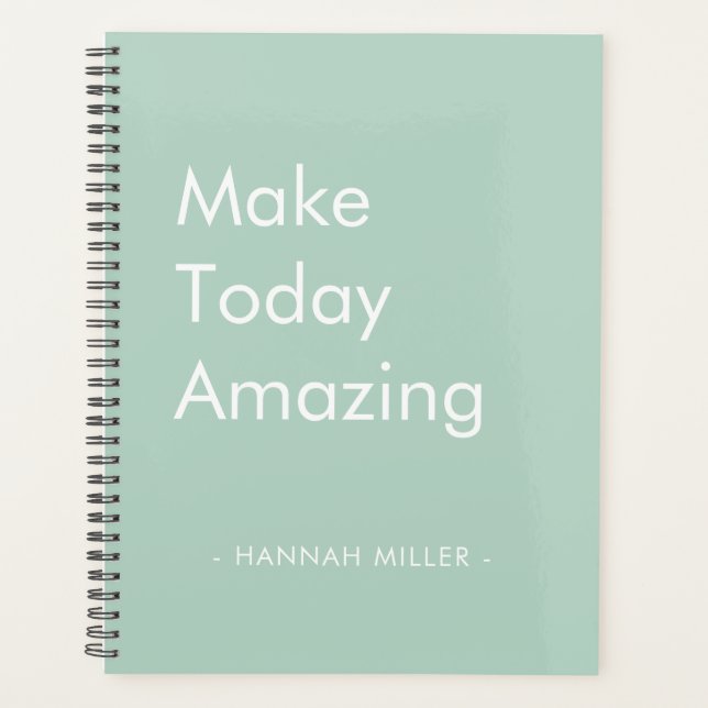 Sage Green Personalised Quote Modern Minimalist Planner (Front)