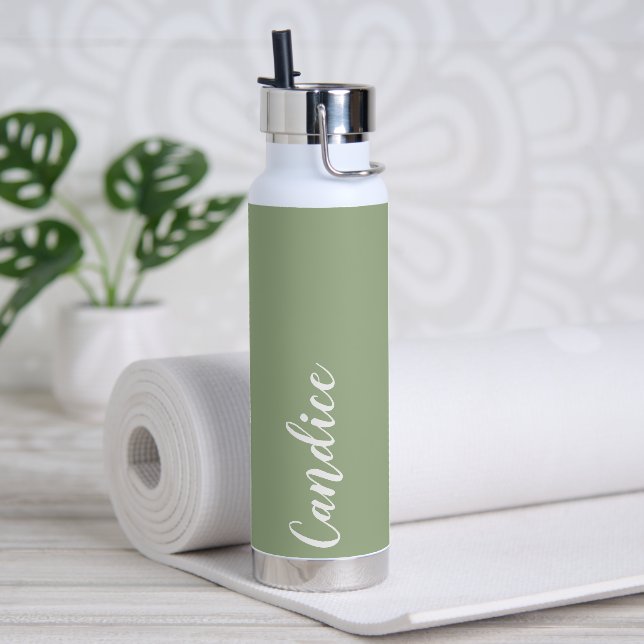 Sage Green Personalised Wedding Bridesmaid Water Bottle (Yoga)