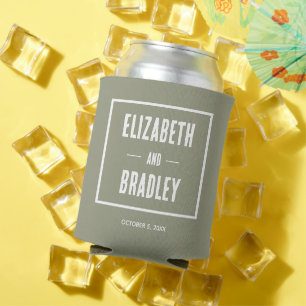 Sage Green Personalised Wedding Can Cooler