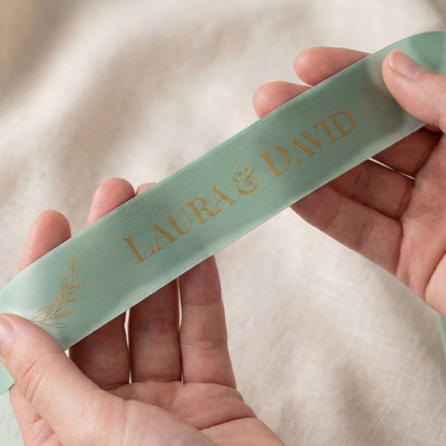 Sage Green Personalised Wedding Gift Ribbon Satin Ribbon (Creator Uploaded)