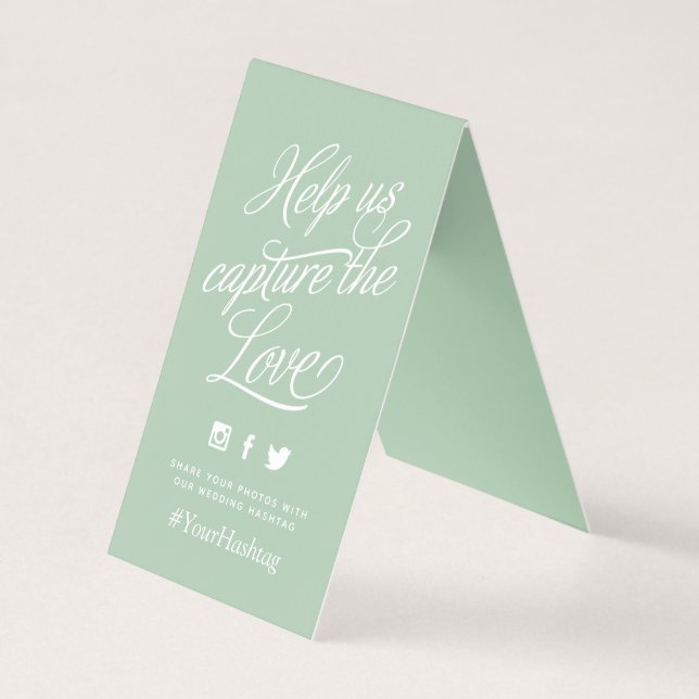 Sage Green Personalised Wedding Hashtag Sign (Front)