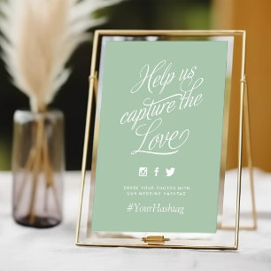 Sage Green Personalised Wedding Hashtag Sign