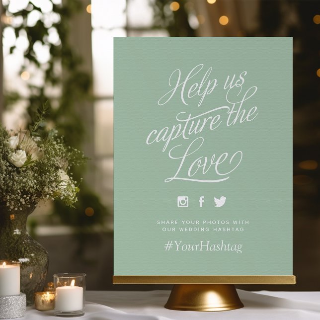 Sage Green Personalised Wedding Hashtag Sign (Creator Uploaded)