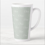 Sage Green Personalised White Script Name Latte Mug<br><div class="desc">Simple and sweet.  Just perfect for your office or home. Add your name to personalise this cute latte mug.</div>