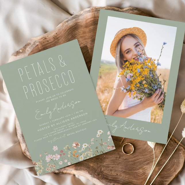 Sage Green Petals & Prosecco Wildflower Photo  (Creator Uploaded)