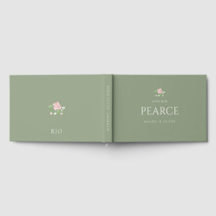 Sage Green Petit Floral Wedding Guest Book