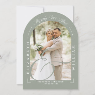 Sage Green Photo Arch Script Wedding Reception Invitation