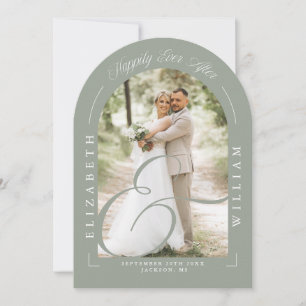 Sage Green Photo Arch Script Wedding Reception Invitation