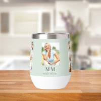 Sage green photo collage monogram name