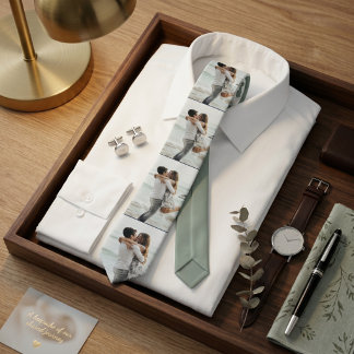 Sage Green | Photo Collage Personalised Family Tie