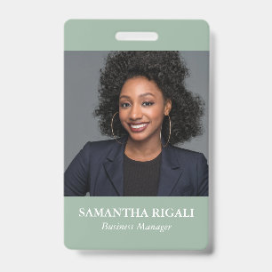 Sage Green Photo Customisable Badge ID Badge