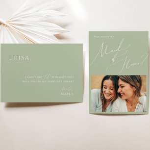 Sage Green   Photo Maid of Honour Proposal Card