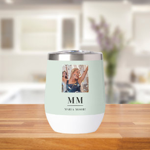 Sage green photo monogram initials name