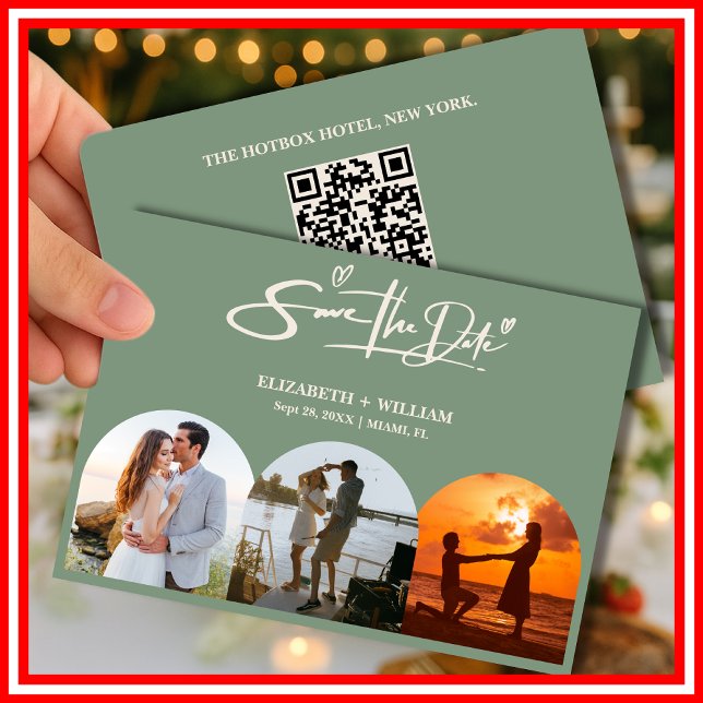 Sage Green Photo | QR Code Save the Date (Creator Uploaded)