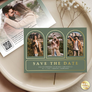 Sage Green Photo QR Code Wedding Save the Date