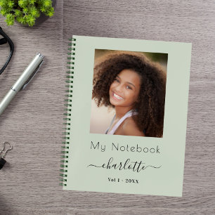 Sage green photo script notebook