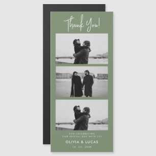 Sage Green Photo Strip Magnetic Wedding Thank You